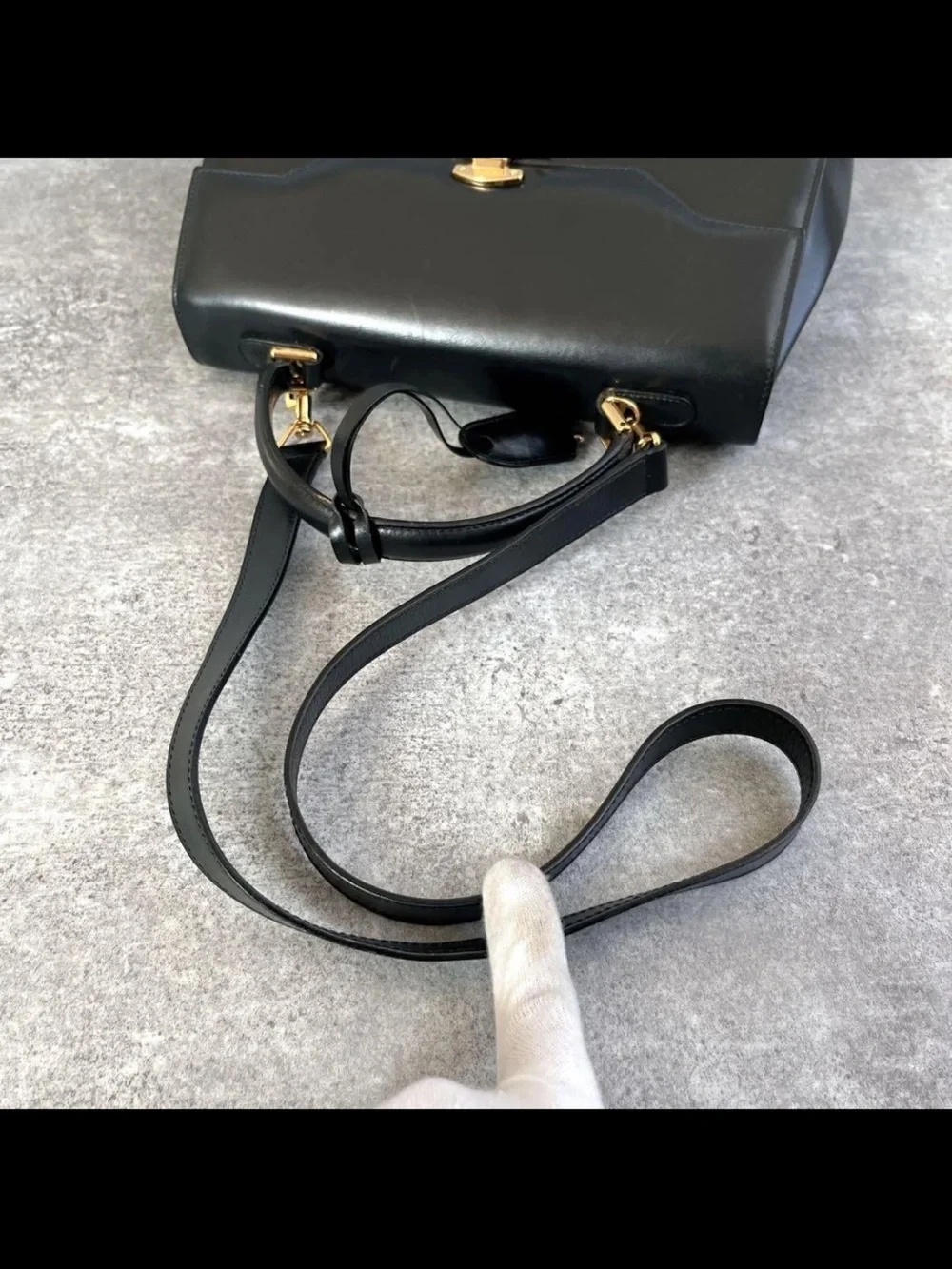 Gucci Black Leather Top-Handle Satchel with Gold Hardware Accent
